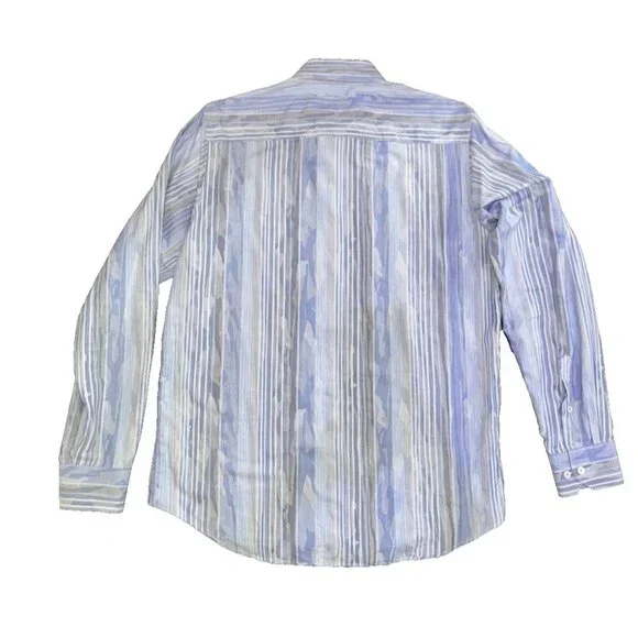Bugatchi UOMO mens shirt Classic Fit, Blue Camo, 80% cotton & 20 % Linen‎ - Picture 3 of 11